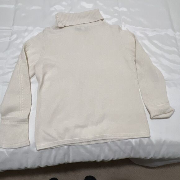 NWT Charter Club MOP Button Detail White WOOL ANGORA Blend Sweater Turtleneck XL - Picture 12 of 15
